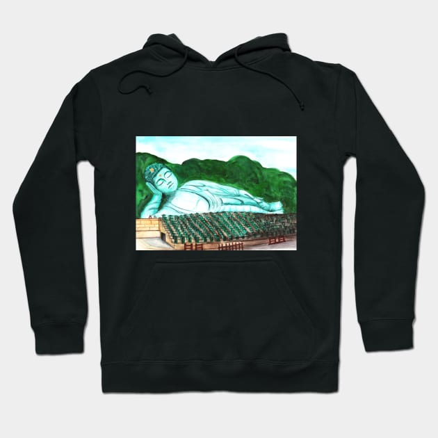 Watercolor - Reclining Buddha Hoodie by Karoのkyuuto